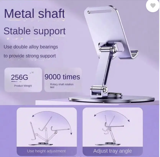Metal Desktop Phone Holder, Universal Rotation Folding Tablet & Phone Stand Mobile Holder