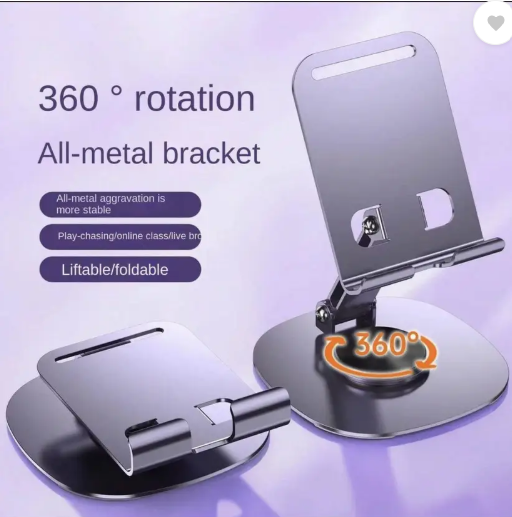 Metal Desktop Phone Holder, Universal Rotation Folding Tablet & Phone Stand Mobile Holder